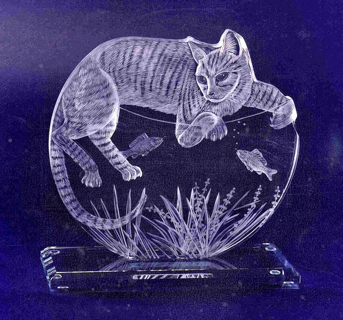 Crystal Glass Cat Portrait
