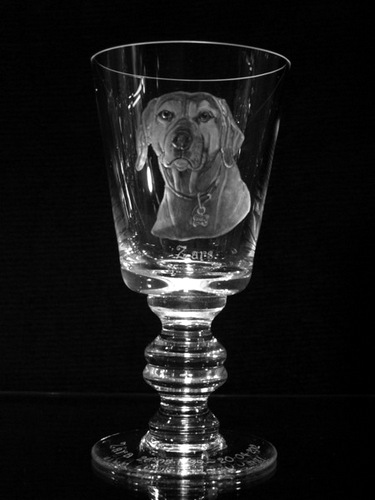 Crystal Wine Glass with Dog