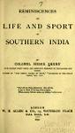 Reminiscences Of Life And Sport In Southern India