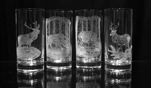 Highball Glasses with Deer & Boar