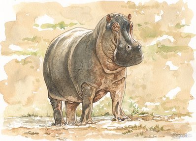 Hippo Watercolor 3