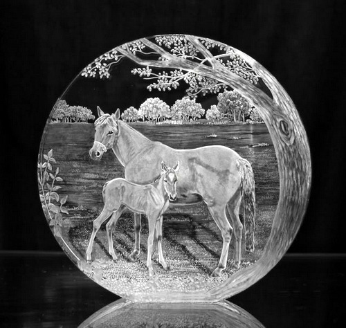 Crystal Glass Horse Portrait