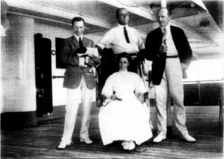 Photograph: Mr. Stephenson, Mr. and Mrs. Akeley and Mr. McCutcheon. Courtesy of Boyce Balloonagraph Expedition