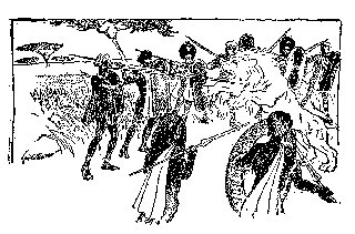 Drawing: Spearing Lions Drawing: Spearing Lions