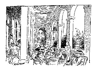 Drawing: At Raffles' Hotel