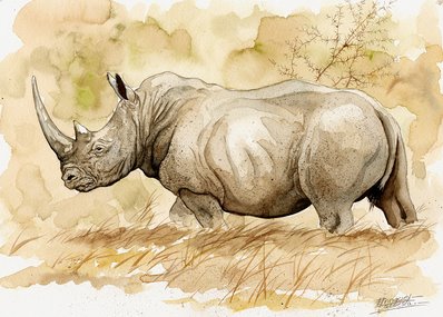 Rhino Watercolor 1